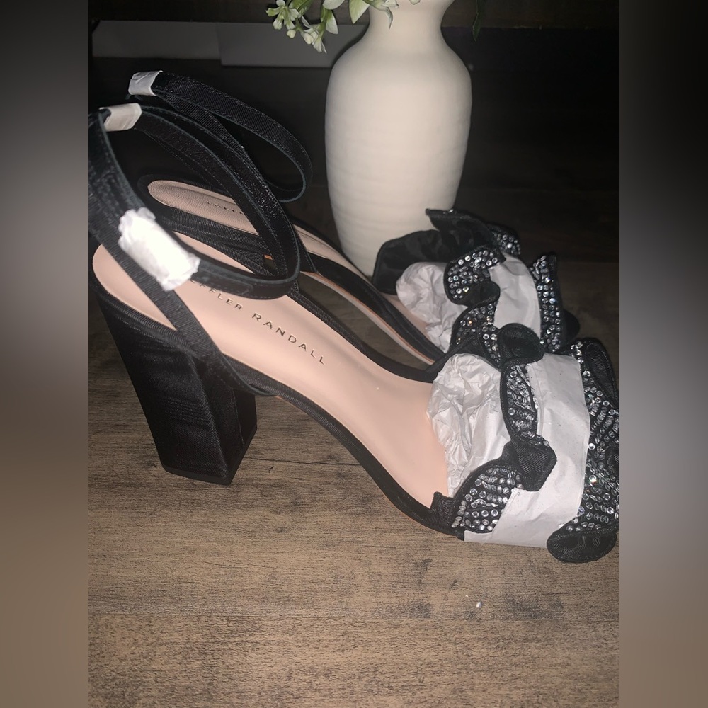 NIB LOEFFLER RANDALL SAVANNAH RHINESTONE RUFFLE HEEL - Picture 8 of 12